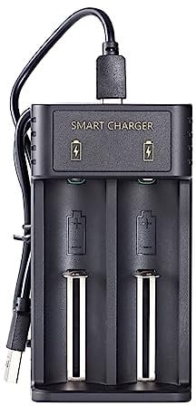 SUMMITDRAGON 2-slot Independent Charger With Protections Quick Charging Efficiency For 18650/26650/21700/16340 Lithium-ion Battery 3.6V/3.7V 2-slot USB Charger Charging Tool With LED