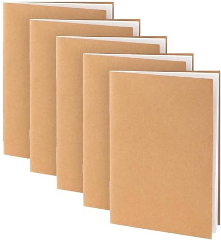 SHSHbuy 5er Pack Notizbücher,Klein Notizblock A5,Blanko Seiten A5 Notizblock,Skizzenbuch,Kraftpapier Leeres Notizbuch für Memos,Büro,Malen,Graffiti(36 Blatt)