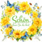 20 Servietten Sommer Schön im gelben Sommerkranz als Tischdeko mit dem Spruch Schön dass Du da bist. Papierservietten Blumen im Kranz mit Motiv zum Geburtstag, Sommerfest, Hochzeit und Gäste 33x33cm