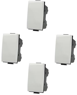 4 Pezzi Interruttore Unipolare 1P 16A Compatibile con BTicino Matix | Bianco | Incasso Supporto