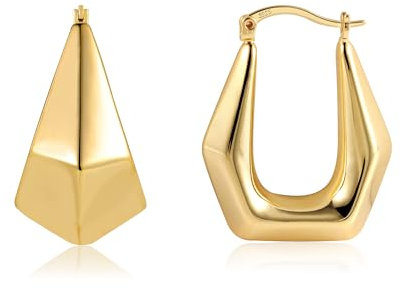 ASH'S CHOICE Ohrringe Gold Creolen Klobig Damen 14k Echt Vergoldete Sechs Eckig Ohrringe Creolen Silber 925 Ohrringe Eckig Kleine Huggie Creolen Klobig Dick Leicht Chunky Gold Ohrringe Dupes Damen