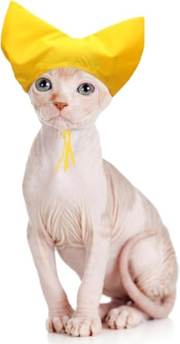 FORZENA Cat Shower Cap - Waterproof Shower Caps for Sphynx Reusable Cats Ear Protection Bath Cap with Adjustable Strap Ear Covers for Small Dogs Puppy Grooming Hat (L)