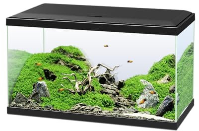 Ciano, Acuario 60 Negro, para Peces, Equipado con Filtro, consumibles, LED y calefacción, 58L, Embalaje Reforzado para envío Web