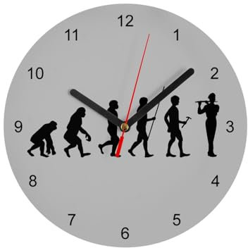 Fabulous Wanduhr aus Glas – Evolution Querflöte Musik Musikinstrument – Durchmesser 20 cm – Grau