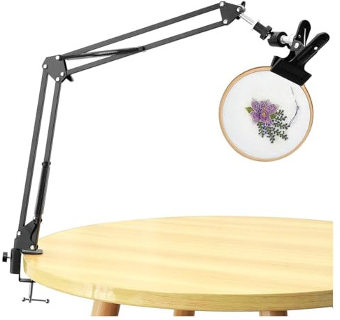 Muuoeou Stickrahmenständer, Verstellbarer, Zusammenklappbarer Stickrahmenständer Aus Metall, Um 360° Drehbarer Kreuzstichrahmen für Nadelspitze