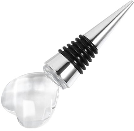 OFFSCH Elegant Decorative Wine Bottle Stopper Heart Shaped Crystal Wine Plug Alloy Bottle Stopper Party Accessory