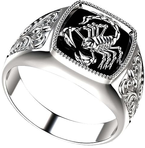 CALLARON Bague Scorpion Gothique pour Hommes - Anneau Mode Masculine Punk, Bague Scorpion Punk Réglable en Alliage, Inoxydable Argent Personnalisée Bijoux pour Soirées