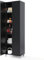 TANGZON 187cm Tall Kitchen Cupboard, 2-Door Freestanding Pantry Cabinet with Adjustable Shelf & Anti-toppling Device, Wooden Storage Cabinet for Home Kitchen Dining Living Room (Black)