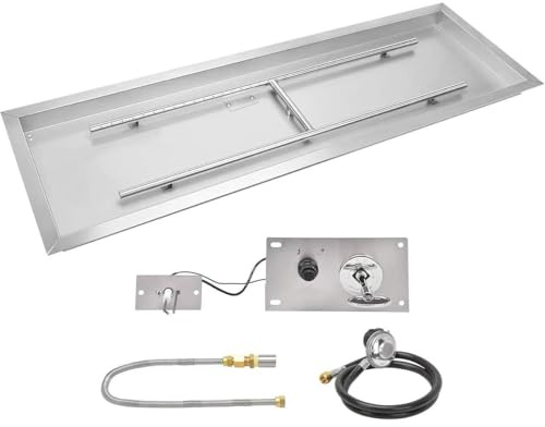 Drop-In Gas-Feuerstelle Kit – 150.000 BTU Propan DIY Feuerstelle mit vollem Zubehör – 91,4 x 30,5 cm Design für Heizung im Freien und Ambiente