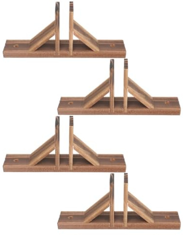 4 Stück Holzfußhalterungen für Gartenzäune und Kleine Zaunanlagen Braun | Beidseitige Befestigungsbohrungen, 2-2,5cm Spaltmaß, für Rasen und Hof