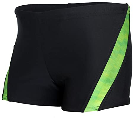 Aquarti Badehose Jungen Schwimmhose mit Kontrast-Einsätzen – Bequeme Badehosen für Jungen, Farbe: Schwarz/Grün, Größe: 122