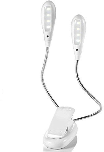 CCHKFEI lampe de lecture, 8led double tête livre lumière USB rechargeable, dimmable, 360 ° peut être plié, clip lampe de lecture pour une longue lecture de travail