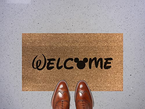 Artisan Kiss 70cm x 40cm WELCOME DISNEY Printed Internal Coir Mat, Door Mat Stencilled