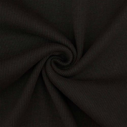 Bündchenstoff Alina, leicht gerippt, Schlauchware, uni schwarz (Länge am Stück: ab 25cm x Breite: 28cm/56cm)