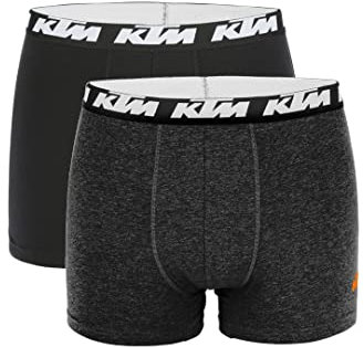 KTM by Freegun Boxershorts für Herren Unterwäsche Pant Men´s Boxer 2 er Pack, Farbe:Dark Grey/Black, Bekleidungsgröße:M