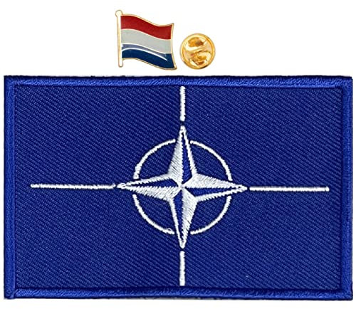 A-ONE NATO-Logo-Moral-Patch + Holland-Metallkragen-Flaggen-Abzeichen-Stift, schmücken Uniform Battle Outfit Battle Cap Handschuhe Boonie Hat Army Cloth Jacket Combat Boots NO.422 + 019P