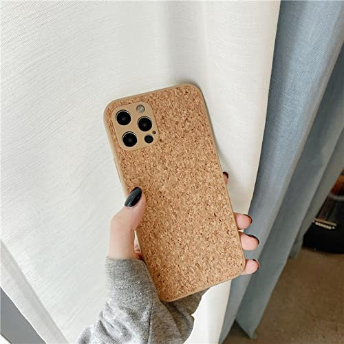 JWXNO Coque de téléphone en sciure de Bois Simple pour iPhone 13 11 12 Pro Max X XR XS 6S 7 8 Plus SE2020 Housse en liège Respirant, A, pour iPhone SE 2020