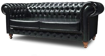 Chesterfield Sofa 3-Sitzer - Veganes Leder - My Chesterfield Antik Grün - Handgefertigtes, hochwertiges Original Chesterfield, 100% Veganes Leder - Breite 200cm