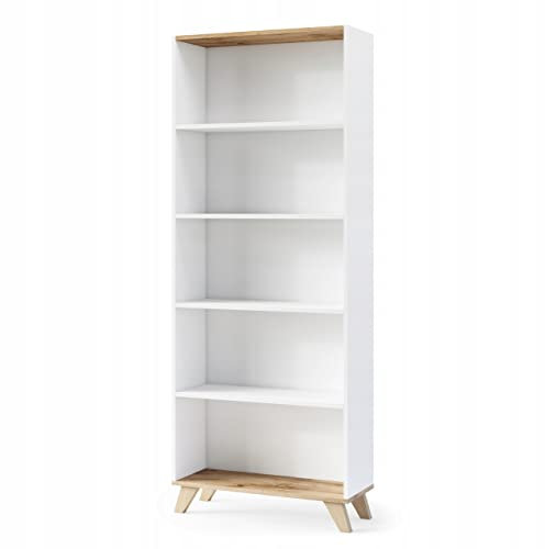 VBChome Bücherregal 60 x 192 x 32 cm Weiß Bücherregal mit 4 Fächern Standregal Büroregal Regal Mehrzweckschrank für Flur Schlafzimmer Wohnzimmer Kinderzimmer