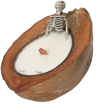 HOMSFOU Schädel-kokosnuss-diffusor Kerzen Dekorative Schädelkerze Halloween-partyzubehör Duftkerze Zuhause Skelettkerze Schädelwachskerze Gotische Kerze Weihnachten Hülse Kokosnussschale