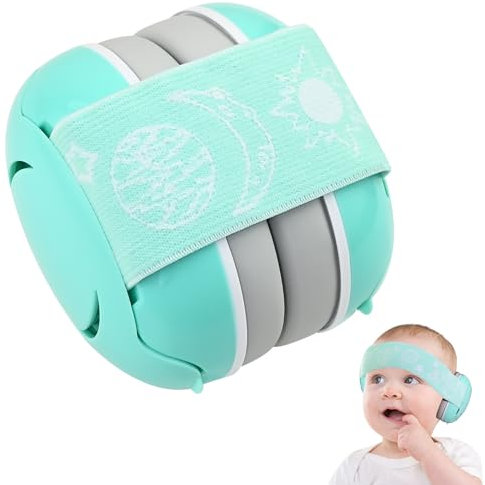 twirush Baby Ear Defenders, Baby Noise Cancelling Headphones Protectors Ear Defenders, Pressure-Free Ear Protectors with Soft Cushion and Adjustable Headband for Toddlers from 0 to 18Months(Green)