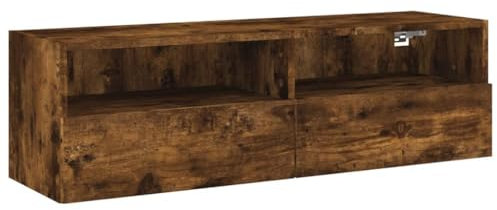 vidaXL Meuble TV Mural, Armoire de Télévision Suspendue avec Compartiments, Meuble Télé Flottant avec Rangement, Moderne, Chêne Fumé Bois d'Ingénierie