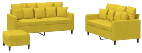 vidaXL 3-TLG. Sofagarnitur mit Kissen Gelb Samt