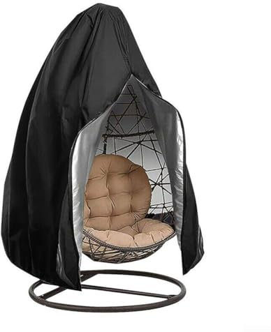 Outdoor Pod Double Egg Chair Cover Waterproof, Patio Hanging Standing Egg Chair Cover Windproof With Tighten Rope, 115 X 190Cm(black)