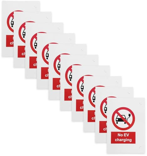 eMagTech 10Pcs Car Charging Warning Sign 160mm x 125mm No EV Charging Warning Sign High Gloss Front Surface Waterproof PVC Self Adhesive Sticker