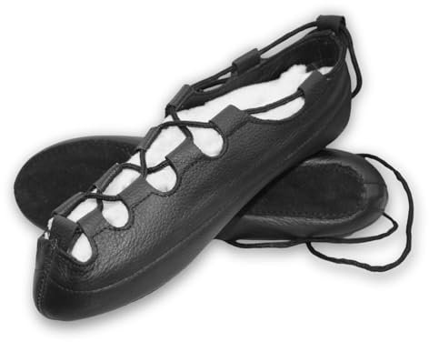 Irish Dance Shoes Dancing Pump Shoes - Soft Reel Leather Upper Loop Style - Leather Insole & Terry Towel Cotton Lining & Double Stitch Suede Outsole - Size 11J (See Size Guide in Pictures) Black