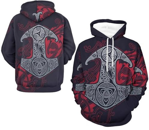 Fashion Long Sleeve Lightweight Sweatshirt, Viking Thor's Hammer Hoodies, Spring Fall Outdoor Sports Pullover(Thor's Hammer,S)