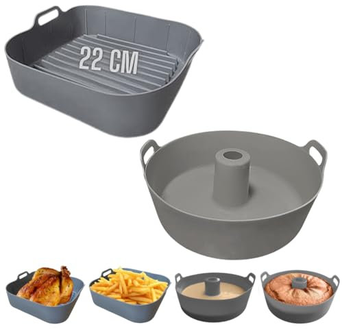 Stampi per friggitrice ad aria 22 cm Accessori per friggitrice ad aria Stampi in silicone per friggitrice ad aria savarin e Contenitore per friggitrice ad aria Accessori per friggitrice ad aria 4-6L