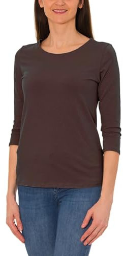 Alkato Damen Shirt 3/4 Arm mit Rundhals, Farbe: Hellbraun, Größe: 3XL