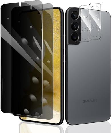 2×Anti-Espion Verre Trempé pour Samsung Galaxy S22+/S22 Plus + 2×Protection Camera Objectif Arriere appareil Photo, Privacy Film de Protection écran Anti-Spy, Dureté 9H Glas, Anti Rayures
