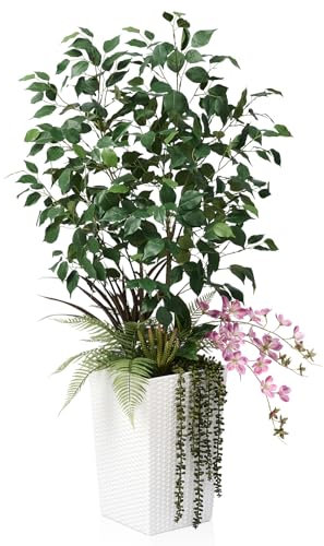 VeriNatural Ficus Artificiel 120 CM Plante Artificielle Intérieur Extérieur Grande Arbre Artificiel - Anti-UV 5 Fausse Plante Végétaux Inclus - Décoration Maison Salon Bureau Balcon pour Jardin