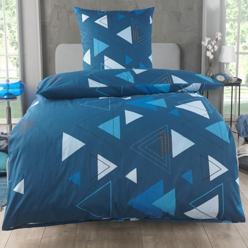 MALIKA Bettwäsche 135x200 Baumwolle Sets, Bettbezug 135 x 200 cm, Kissenbezug 80x80 cm, Renforcé, Oeko-TEX Bettwäsche mit Reißverschluss