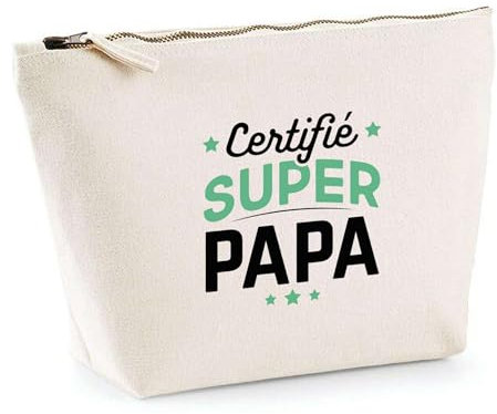 Trousse Certifié Super Papa | Pochette Toilette Maquillage | Idée Cadeau Père Humour Original Noël Anniversaire Fête des Pères Famille Amour Naissance Retraite