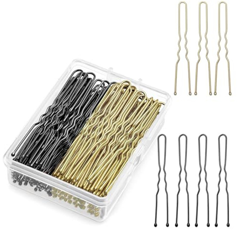 YunYunStrap Horquillas en Forma de U 300-900 Unidades, Horquillas para Buns de 5 cm con Diseño Ondulado para Recogidos con Caja para Mujeres, Damas y Niñas