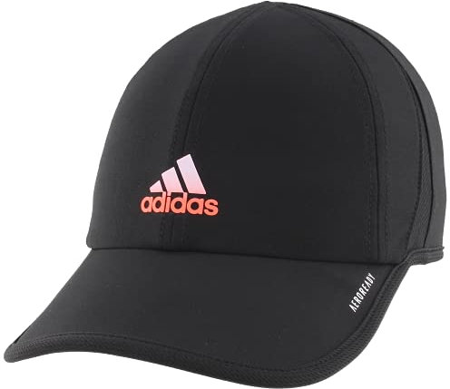 adidas Superlite-Mütze für Damen, lockere Passform, verstellbar, für Workout und Sport, Schwarz/Signalkoralle/Violett, Einheitsgröße