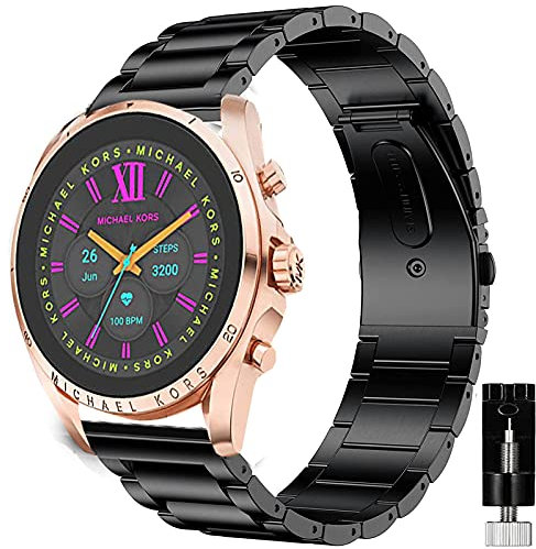Giaogor Armband Kompatibel mit MK Gen 6 Bradshaw 2021, Classic Edelstahl Uhrenarmband für Michael Kors Gen 6 Bradshaw Smartwatch (Schwarz)