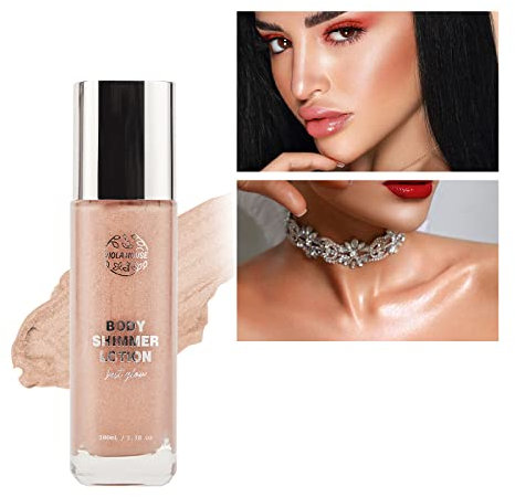 VIOLA HOUSE Makeup Illuminante Liquido, Body Shimmer Glitter, Glitter Per Il Corpo, Liquida Shimmer Make Up, Body Bronzer Highlighter. (Pale Rose Gold)
