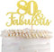 SYKYCTCY 1 PCS 80 & Fabulous Cake Topper Gold Glitter Cheers to Happy 80th Birthday Cake Toppers Eighty and Fabulous Cake Pick Decorations for 80th Wedding Anniversary Birthday Party Supplies