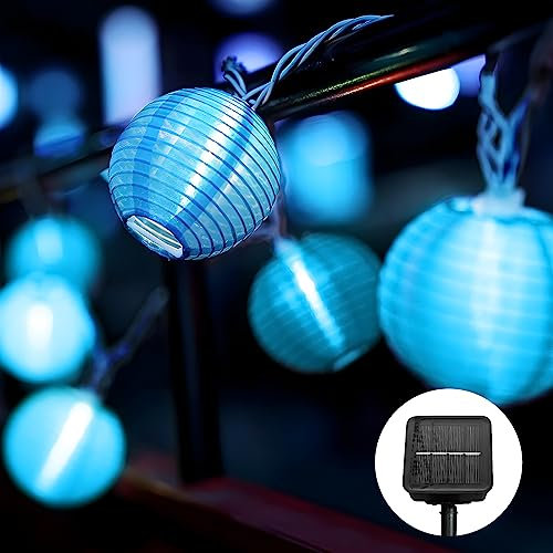 Ausolee Solar Lichterkette Lampion Außen,5.5 Meter 20 LED Laternen 8 Modi,lampions Außen Wetterfest IP65,Outdoor Lichterkette Solar Für Garten, Hof, Hochzeit, Fest Deko (Blau)