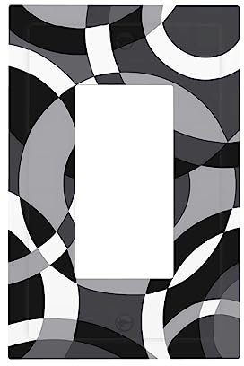 Abstrakte schwarz weiß grau Kreis 1-Gang Wippe/Decora Outlet Lichtschalter Wandplatte Abdeckung Frontplatte dekorative Frontplatte für Badezimmer Zuhause Wohnzimmer Schlafzimmer dekorieren