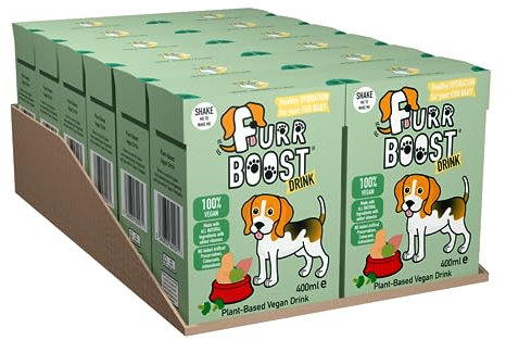 Furr Boost Dog Drink Hydration Pack Vegan Plant-Based (12x400ml) | 100% Natural Rehydration Smoothie for Dogs | No Additives or Preservatives | More Benefits than Bone Broth | For Dogs & Puppies