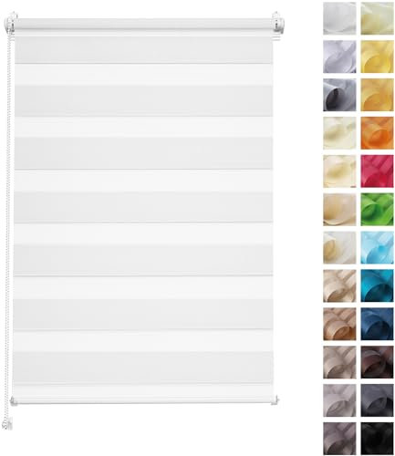 Rettika Doppelrollo ohne Bohren, klemmfix - Weiß, Breite: 125cm, Höhe 120 - Rollos für Fenster ohne Bohren, Fenster rollos für innen, Duo Rollo