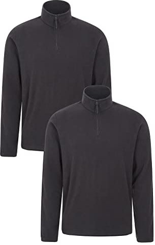 Mountain Warehouse Mens Camber Fleece Top - Lightweight Top, Breathable Sweater, Quick Drying Pullover, Extra Ventilation - Ideal For Winter Walking Black (Multipack) XXS