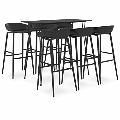 Sufrk Mesa Alta y taburetes de Bar 7 Piezas Negro Mesa Alta Cocina con taburetes Conjunto Mesa y sillas Cocina mesas Altas de Bar