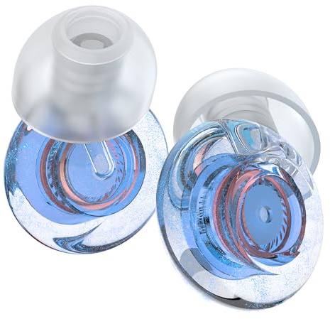 Yawsoy Ear Plugs for Concerts, 2 Pack High Fidelity Ear Plugs, Reusable Silicone Earplugs for Concert, Rave, Work, Musicians, 5 Pair Ear Tips, 18-25 dB Concert Ear Plugs for Noise Cancelling(Blue)