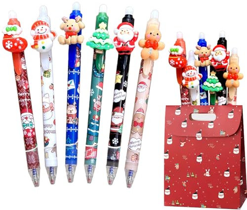 AIDODIA 6er Weihnachten Stifte Löschbares, New Löschbares Stifte-Set Weihnachten 2024 Special Edition 6 Stifte - Perfektes Süßes, Rot, Blau, Grün, Löschbare Weihnachtsstifte Für Freunde, Verwandte